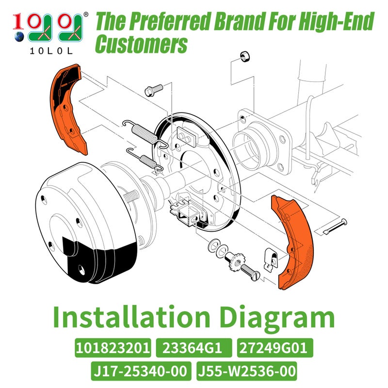 10L0L أحذية فرامل عربة الجولف 10L0L لياماها G1 G2 G8 G9، كلوب كار DS 1995-حتى الآن، كلوب كار بريسي dent 2004 حتى الآن و EZGO 1986.5-1996، OEM 1018232-01، 27249G01، 17-25340-00 (2 طويلة، 2 قصيرة) - Image 2